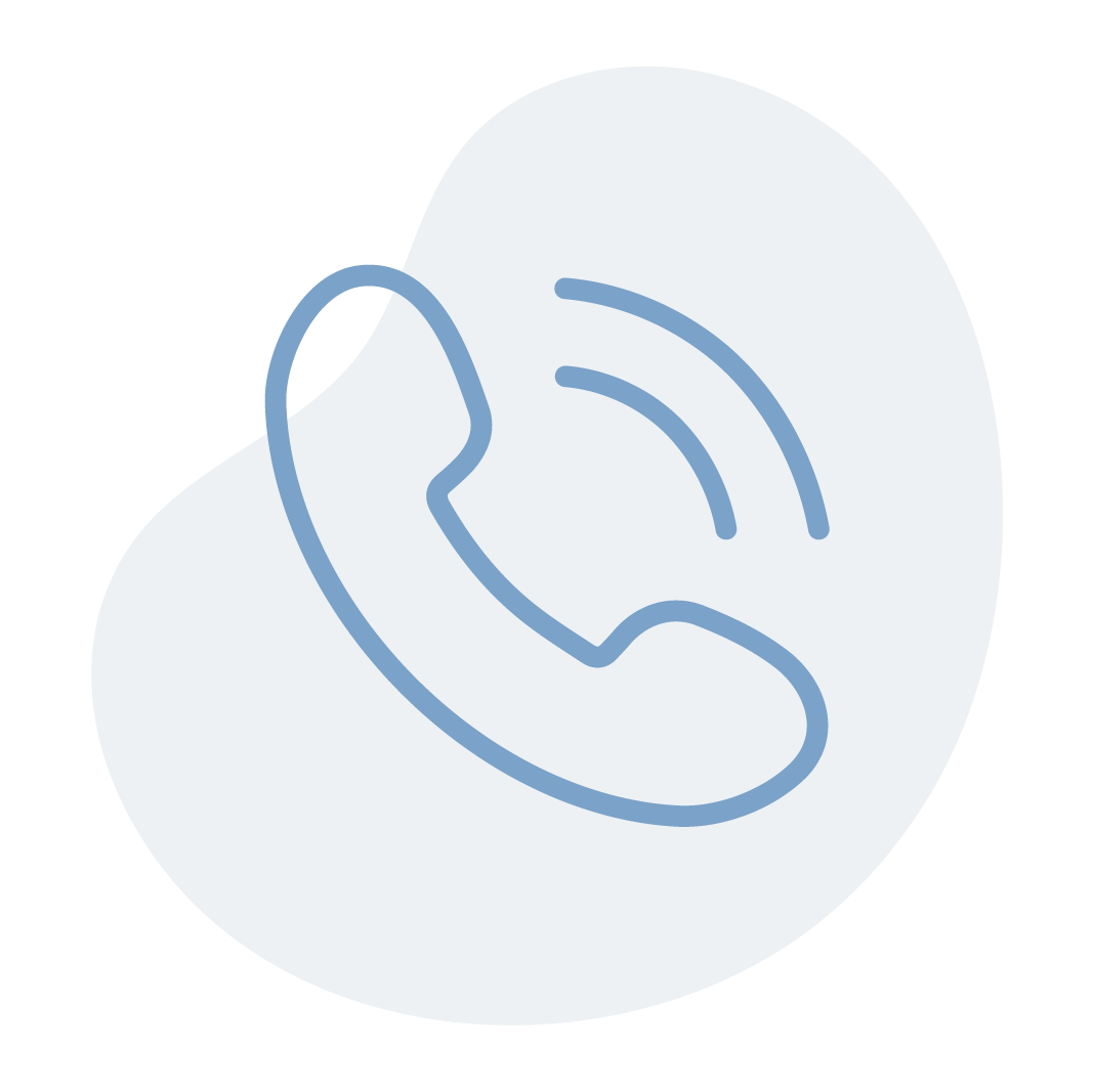 Icon: Telefonhörer auf blauem Grund