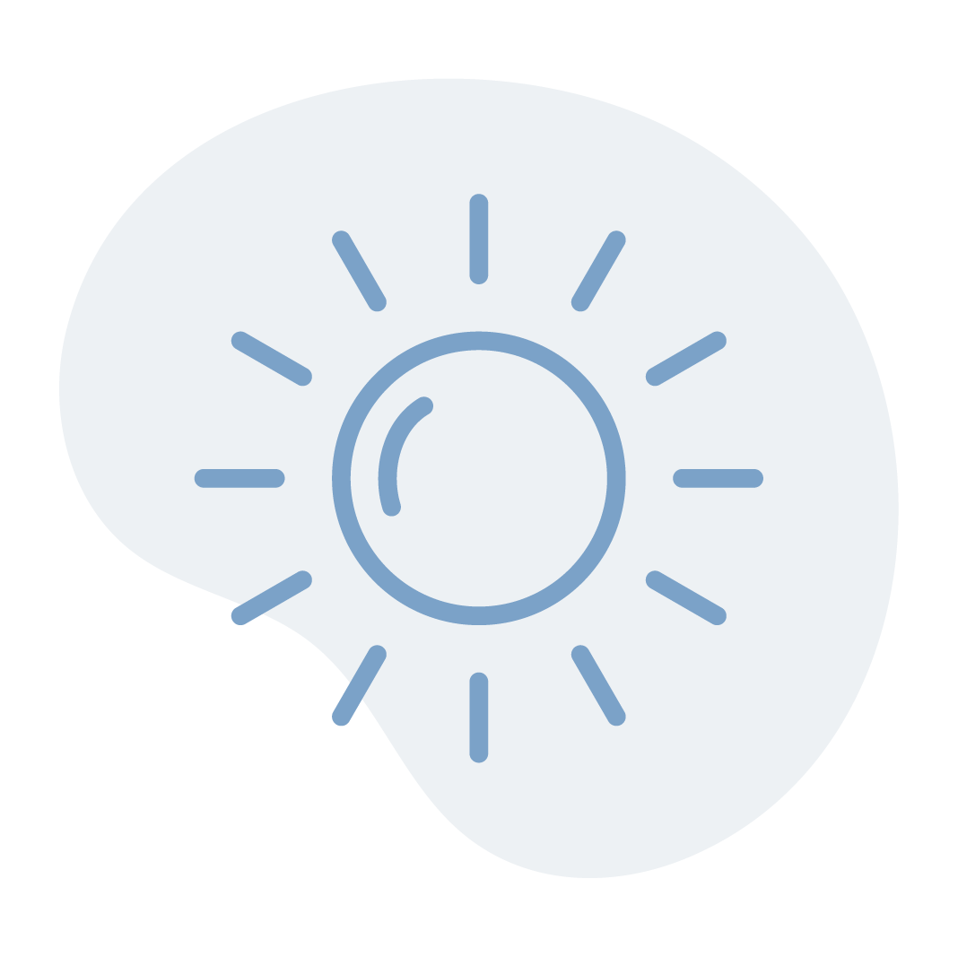Icon: blaue Sonne auf blauem Grund